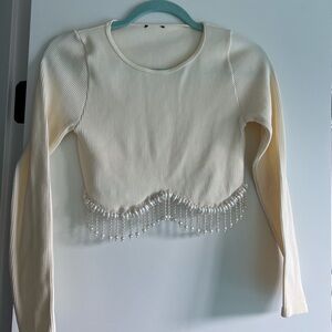 White Beaded Zara Crop Top